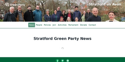 Screenshot of Stratford-on-Avon District Green Party’s website on a desktop computer