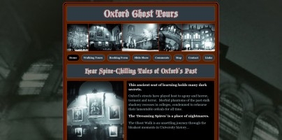 Screenshot of Oxford Ghost Tours’s website on a desktop computer