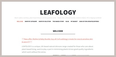 Screenshot of Leafology’s website on a desktop computer