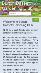 Screenshot of Burton Dassett Gardening Club’s website on a mobile phone